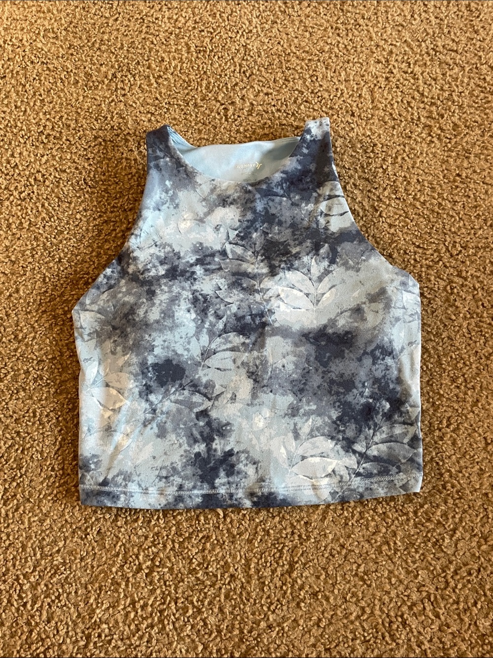 Sleeveless Blue Tie-Dye Crop Top